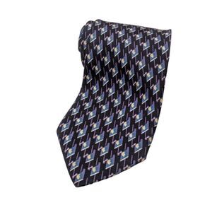 Christian Dior Monsieur Silk Necktie Purple Gold Geometric Print‎ USA Made